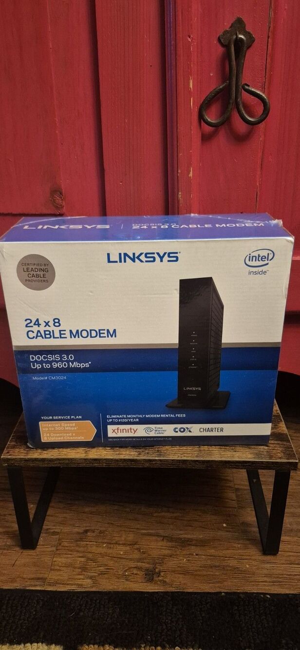 New Linksys ‎Modem Model #CM3024  Up To 960 MBPS 24 Download 9 Upload Channels